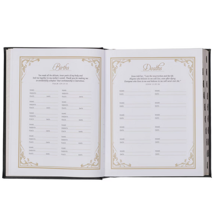 Black Faux Leather Hardcover Family Heritage Bible