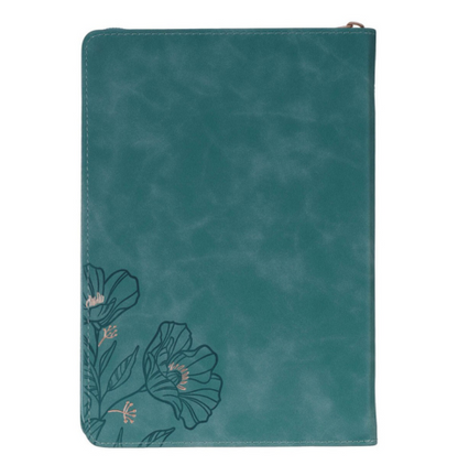 Through Christ Teal Faux Leather Journal with Zippered Closure - Philippians 4:13