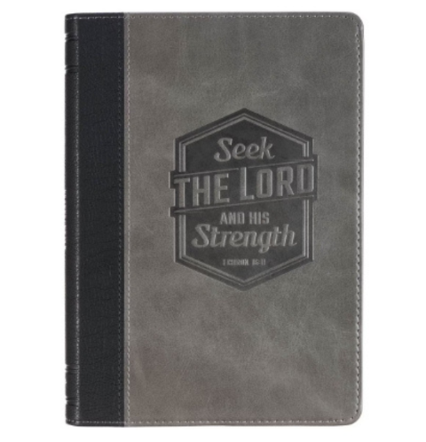 Seek the Lord Black and Gray Faux Leather Classic Journal - 1 Chronicles 16:11