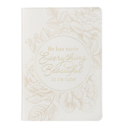 Everything Beautiful White Faux Leather Classic Journal - Ecclesiastes 3:11