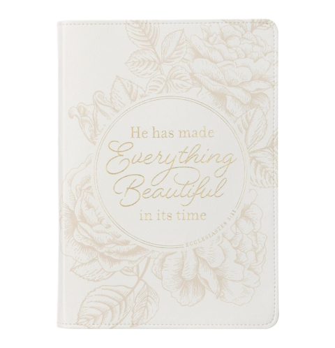 Everything Beautiful White Faux Leather Classic Journal - Ecclesiastes 3:11