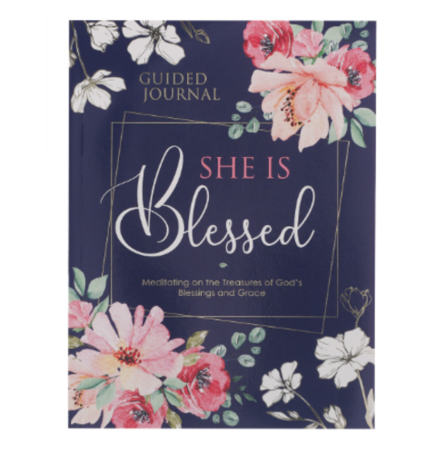 She is Blessed Navy Floral Guided Journal