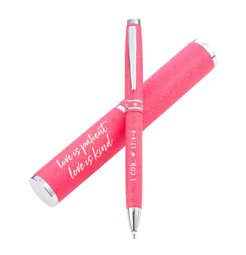 Love Is Patient, Love Is Kind Pink Gift Pen – 1 Corinthians 13:4–8