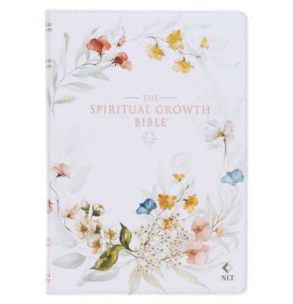 Cream-Colored Floral Faux Leather Spiritual Growth Bible