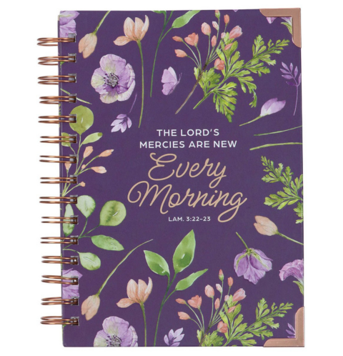 New Mercies Every Morning Purple Floral Wirebound Journal - Lamentations 3:22-23