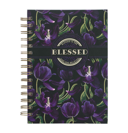 Blessed is She Purple Tulip Large Wirebound Journal - Luke 1:45