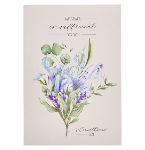 My Grace is Sufficient Lilac Floral Notepad - 2 Corinthians 12:9