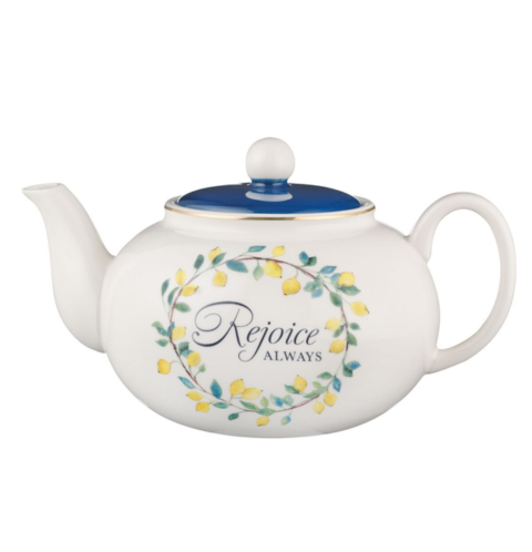 Rejoice Always Lemon Ceramic Teapot - 1 Thessalonians 5:16