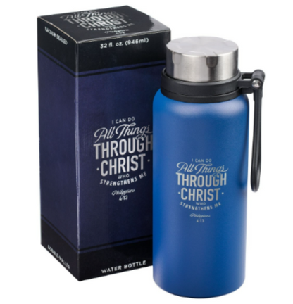 I Can Do All Things Blue Stainless Steel Water Bottle - Philippians 4:13