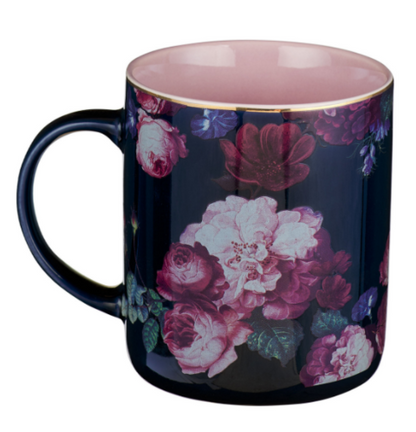 Be Still and Know Midnight Blue Floral Ceramic Mug - Psalm 46:10