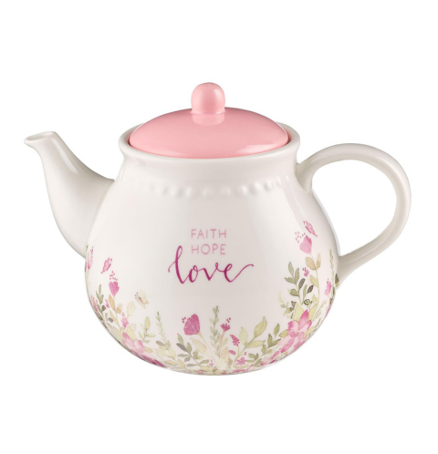 Faith, Hope, and Love Petite Floral Teapot