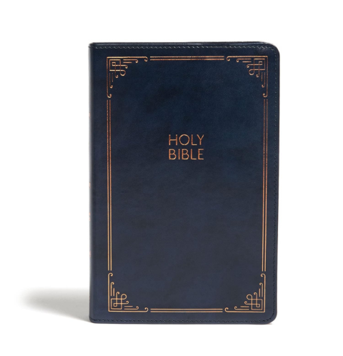 CSB Large Print Personal Size Reference Bible, Navy Leather Touch: Holy Bible(Personalizable)