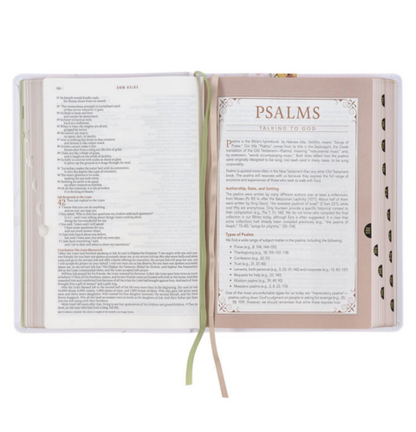 Cream-Colored Floral Faux Leather Spiritual Growth Bible