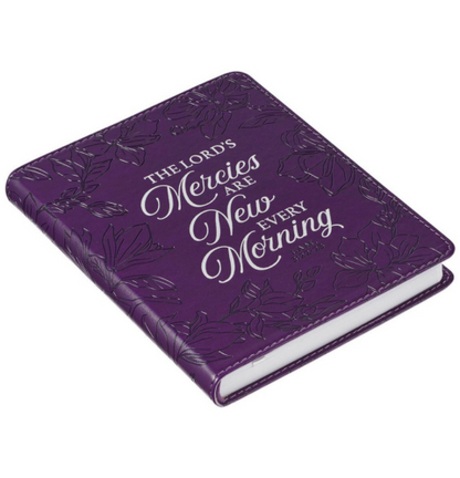 New Mercies Purple Floral Faux Leather Handy-sized Journal - Lamentations 3:22-23