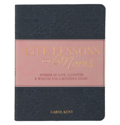 Life Lessons for Moms Gray and Pink Faux Leather Gift Book