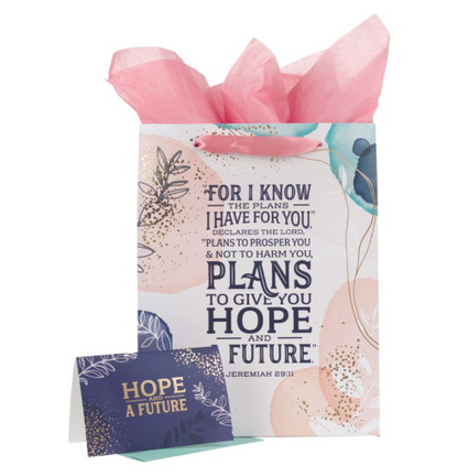 I Know the Plans Large Portrait Gift Bag with Card Set - Jeremiah 29:11