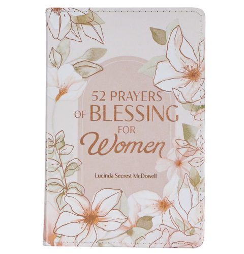 52 Prayers of Blessing for Women White Floral Faux Leather Prayer Book