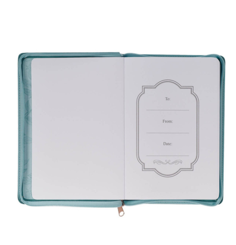 Through Christ Teal Faux Leather Journal with Zippered Closure - Philippians 4:13