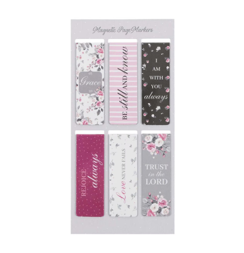 Pink Roses Magnetic Bookmark Set