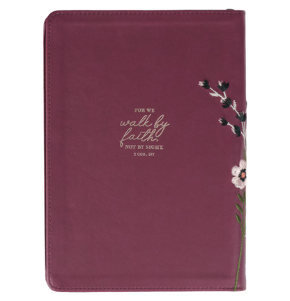 Walk By Faith Beet Red Faux Leather Classic Journal with Zippered Closure - 2 Corinthians 5:7