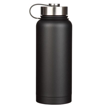 Strong and Courageous Black Stainless Steel Water Bottle - Joshua 1:9