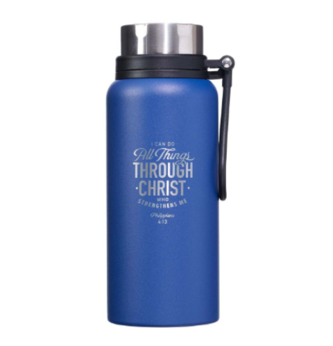 I Can Do All Things Blue Stainless Steel Water Bottle - Philippians 4:13