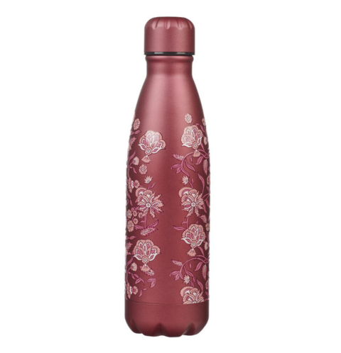 Be Still Metallic Raisin Plum Floral Stainless Steel Water Bottle - Psalm 46:10