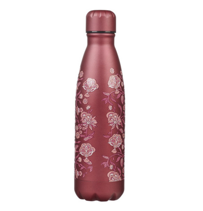 Be Still Metallic Raisin Plum Floral Stainless Steel Water Bottle - Psalm 46:10