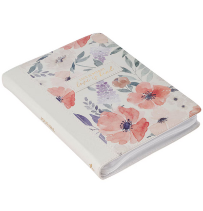 Love is Kind Coral Poppy Faux Leather Journal with Zipper Closure