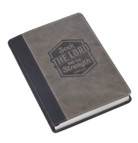 Seek the Lord Black and Gray Faux Leather Classic Journal - 1 Chronicles 16:11