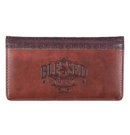 Blessed Man Two-tone Brown Faux Leather Checkbook Cover - Jeremiah 17:7