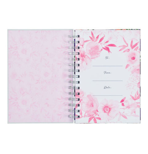 Bless You and Keep You White and Pink Floral Wirebound Journal - Numbers 6:24-25