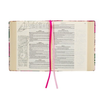 Rose-pink Floral Faux Leather Hardcover KJV My Creative Bible with Elastic Closure