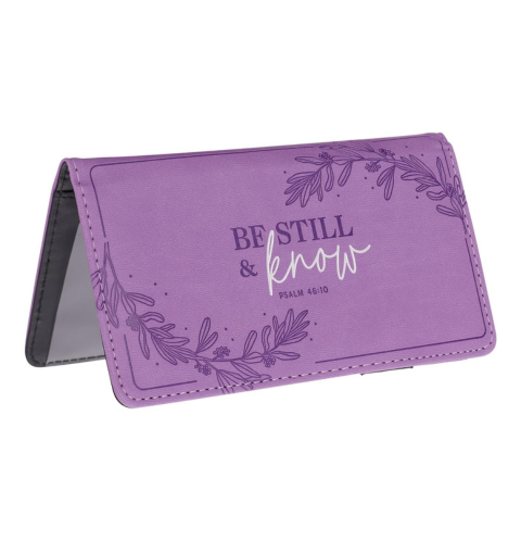 Be Still and Know Lilac Purple Faux Leather Checkbook Wallet - Psalm 46:10