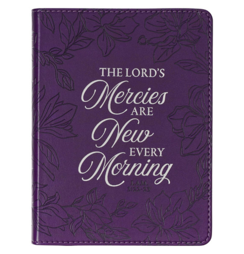 New Mercies Purple Floral Faux Leather Handy-sized Journal - Lamentations 3:22-23