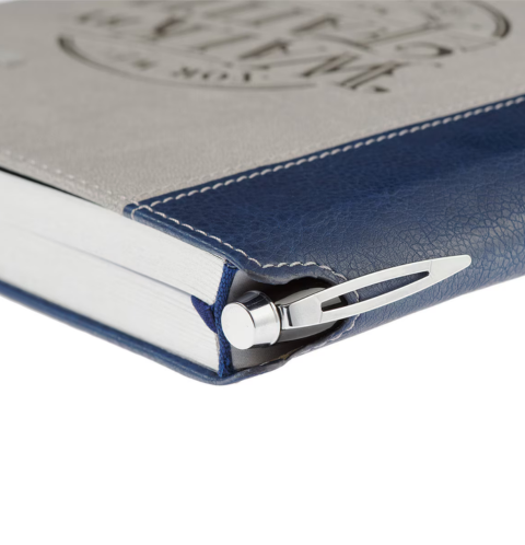 Walk By Faith Navy and Gray Classic Journal with Elastic Closure and Pen Holder - 2 Corinthians 5:7