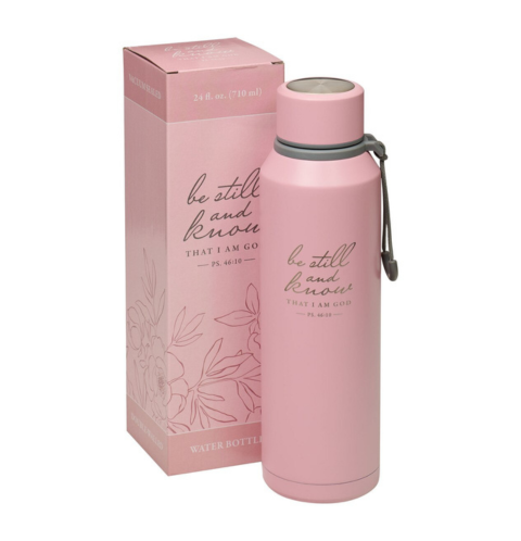 Be Still Pink Stainless Steel Water Bottle - Psalm 46:10