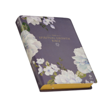 Slate-colored Floral Print Faux Leather Spiritual Growth Bible