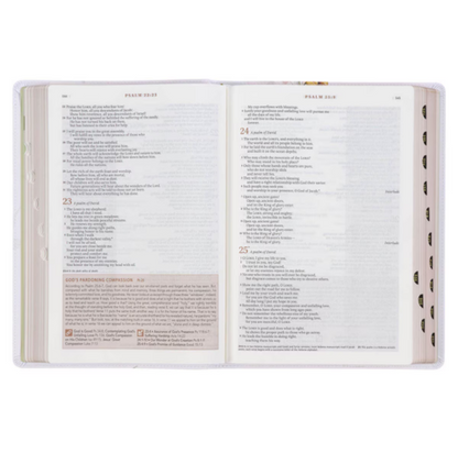 Cream-Colored Floral Faux Leather Spiritual Growth Bible