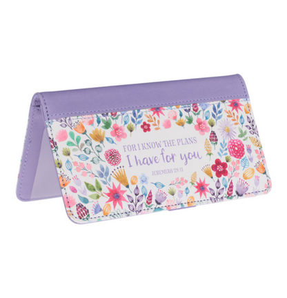 For I Know the Plans I Have For You Two-Toned Faux Leather Checkbook - Jeremiah 29:11