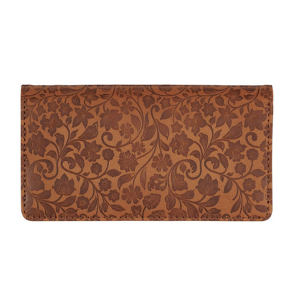 All Things Honey-brown Faux Leather Checkbook Wallet - Philippians 4:13