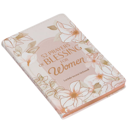 52 Prayers of Blessing for Women White Floral Faux Leather Prayer Book