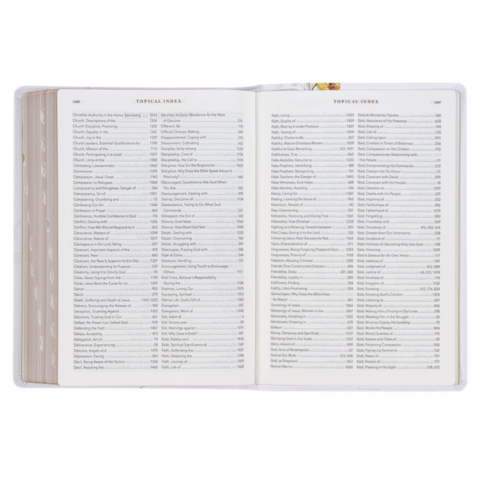 Cream-Colored Floral Faux Leather Spiritual Growth Bible