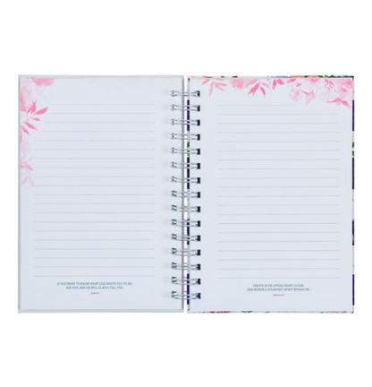 Bless You and Keep You White and Pink Floral Wirebound Journal - Numbers 6:24-25