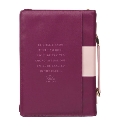 Be Still and Know Pearlescent Plum Fashion Bible Cover - Psalm 46:10