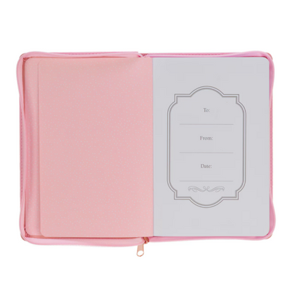 Strength and Dignity Pink Faux Leather Journal with Zippered Closure - Proverbs 31:25