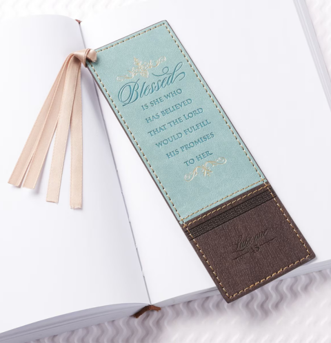 Blessed Is She Who Has Believed Faux Leather Bookmark - Luke 1:45