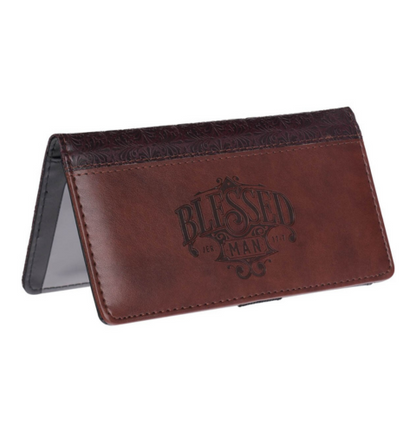 Blessed Man Two-tone Brown Faux Leather Checkbook Cover - Jeremiah 17:7