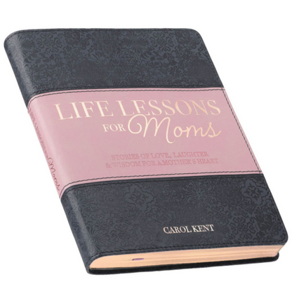 Life Lessons for Moms Gray and Pink Faux Leather Gift Book