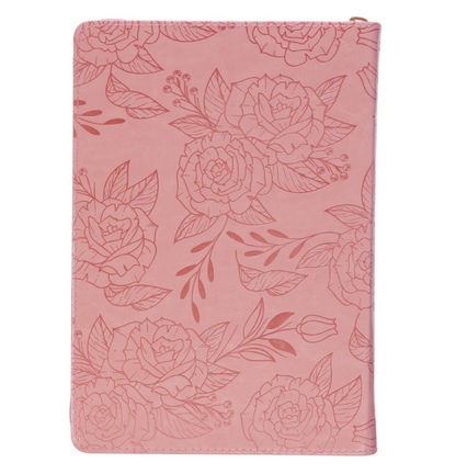 Strength and Dignity Pink Faux Leather Journal with Zippered Closure - Proverbs 31:25